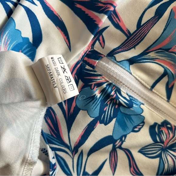 Soneven brand Blue and Pink Sleeveless Blouse‎ with Collar & 1/4 Zippered front - Picture 8 of 13